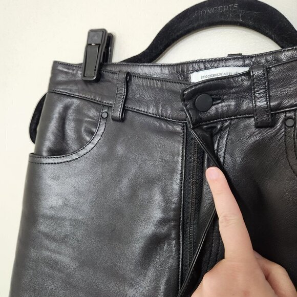 & OTHER STORIES Black Leather Pants - Picture 4 of 7